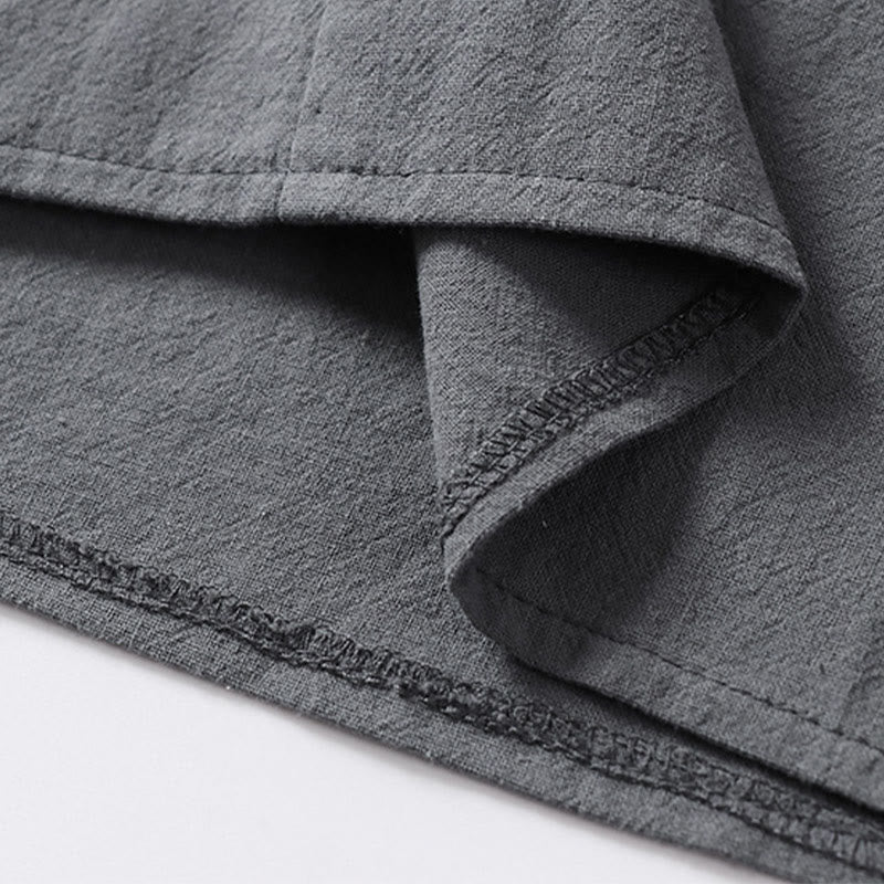 Camicia da uomo in cotone con maniche a tre quarti, casual, tinta unita, due bottoni , Buddha Stones - image 10