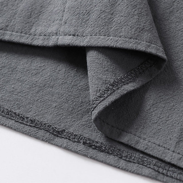 Camicia da uomo in cotone con maniche a tre quarti, casual, tinta unita, due bottoni , Buddha Stones - image 10