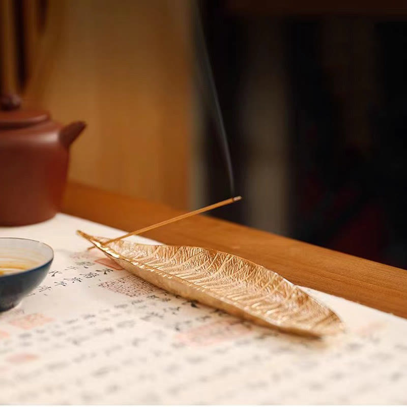 Decorazione bruciatore di incenso curativo in foglia orientale in lega Buddha Stones - image 7