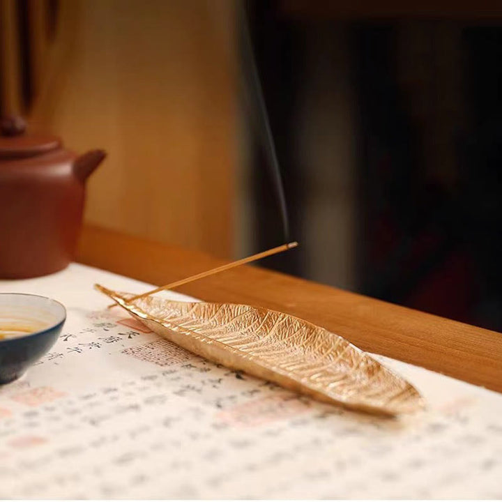 Decorazione bruciatore di incenso curativo in foglia orientale in lega Buddha Stones - image 7