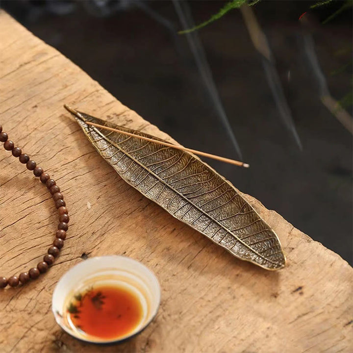 Decorazione bruciatore di incenso curativo in foglia orientale in lega Buddha Stones - image 2
