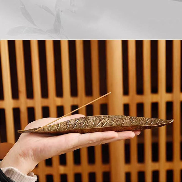 Decorazione bruciatore di incenso curativo in foglia orientale in lega Buddha Stones - image 3