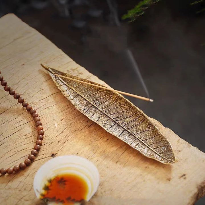 Decorazione bruciatore di incenso curativo in foglia orientale in lega Buddha Stones - image 4