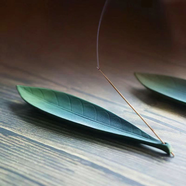 Buddha Stones, foglie di salice, bruciatore di incenso in ceramica curativo, decorazione - Foglia di salice verde 23*5*1cm - image 0