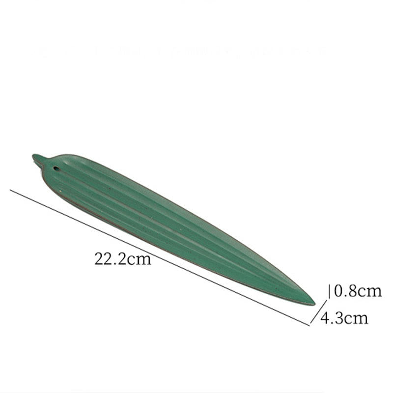 Buddha Stones Foglia di bambù verde Bruciatore di incenso in ceramica Decorazione curativa - image 4