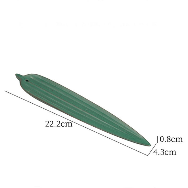 Buddha Stones Foglia di bambù verde Bruciatore di incenso in ceramica Decorazione curativa - image 4