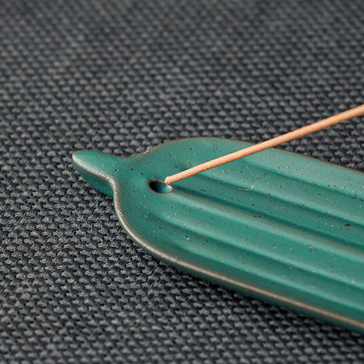 Buddha Stones Foglia di bambù verde Bruciatore di incenso in ceramica Decorazione curativa - image 8