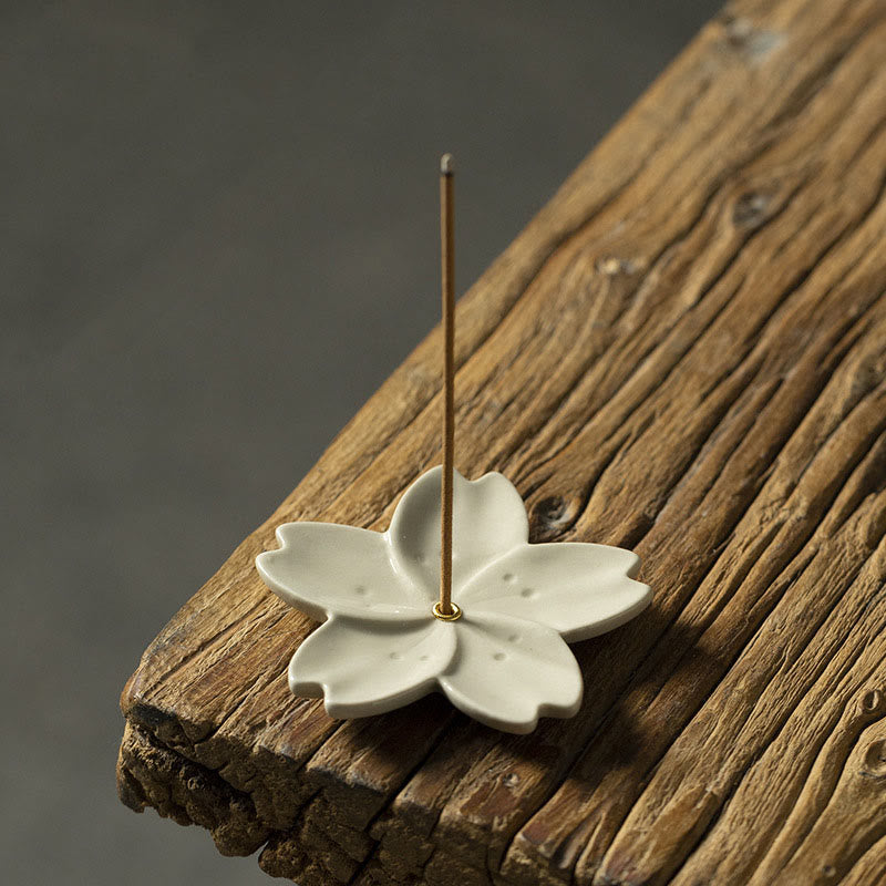 Buddha Stones, loto, fiore di ciliegio, fiore di prugna, crisantemo, bruciatore di incenso in ceramica curativo, decorazione