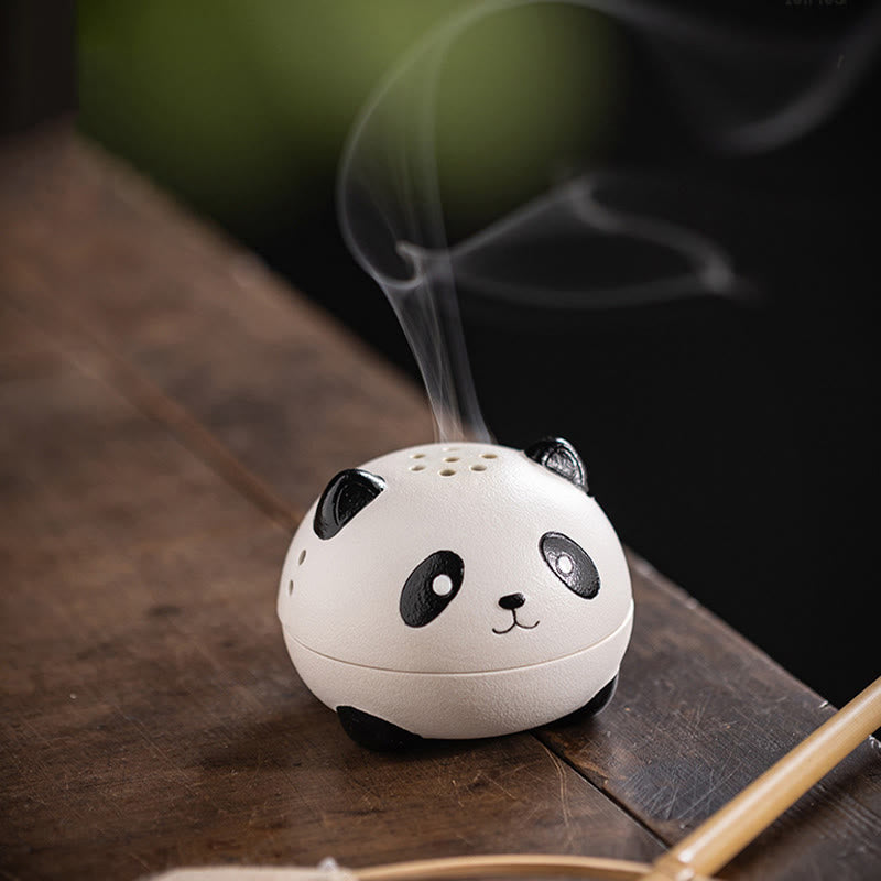 Buddha Stones Carino Panda Guarigione Ceramica Bruciatore di Incenso Decorazione da Scrivania