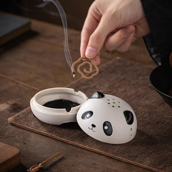 Buddha Stones Carino Panda Guarigione Ceramica Bruciatore di Incenso Decorazione da Scrivania