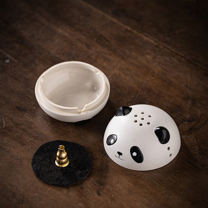 Buddha Stones Carino Panda Guarigione Ceramica Bruciatore di Incenso Decorazione da Scrivania