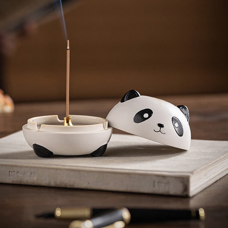Buddha Stones Carino Panda Guarigione Ceramica Bruciatore di Incenso Decorazione da Scrivania