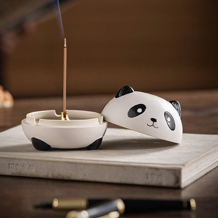 Buddha Stones Carino Panda Guarigione Ceramica Bruciatore di Incenso Decorazione da Scrivania