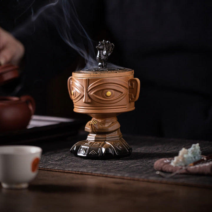 Buddha Stones Sanxingdui Bruciatore di incenso in ceramica curativo Decorazione da scrivania