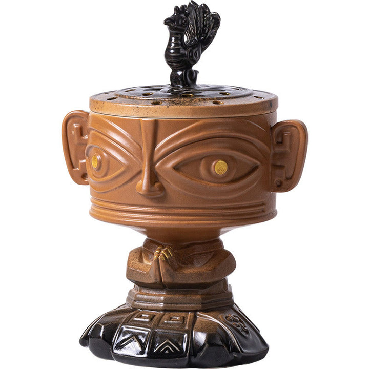Buddha Stones Sanxingdui Bruciatore di incenso in ceramica curativo Decorazione da scrivania