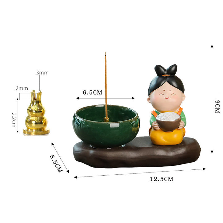 Buddha Stones Dinastia Tang Donna Cibo Guarigione Bruciatore di Incenso in Ceramica Decorazione da Scrivania