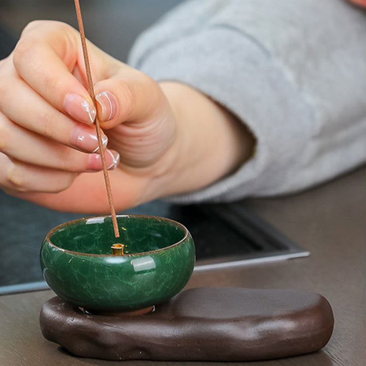 Buddha Stones Dinastia Tang Donna Cibo Guarigione Bruciatore di Incenso in Ceramica Decorazione da Scrivania
