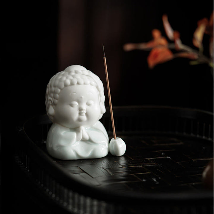Buddha Stones Buddha seduto in piedi reclinato in ceramica bruciatore di incenso curativo decorazione da scrivania