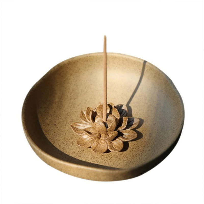 Buddha Stones Lotus Piedistallo Guarigione Ceramica Bruciatore di Incenso Decorazione