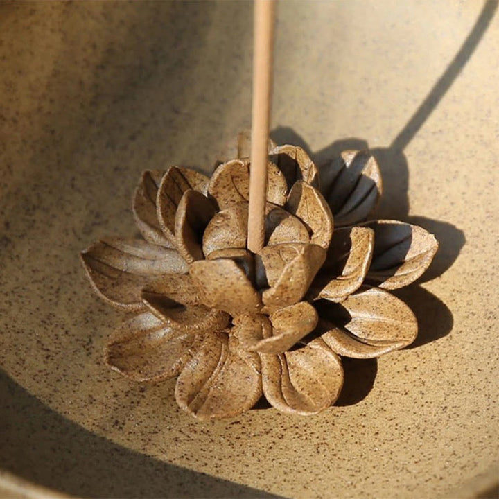 Buddha Stones Lotus Piedistallo Guarigione Ceramica Bruciatore di Incenso Decorazione