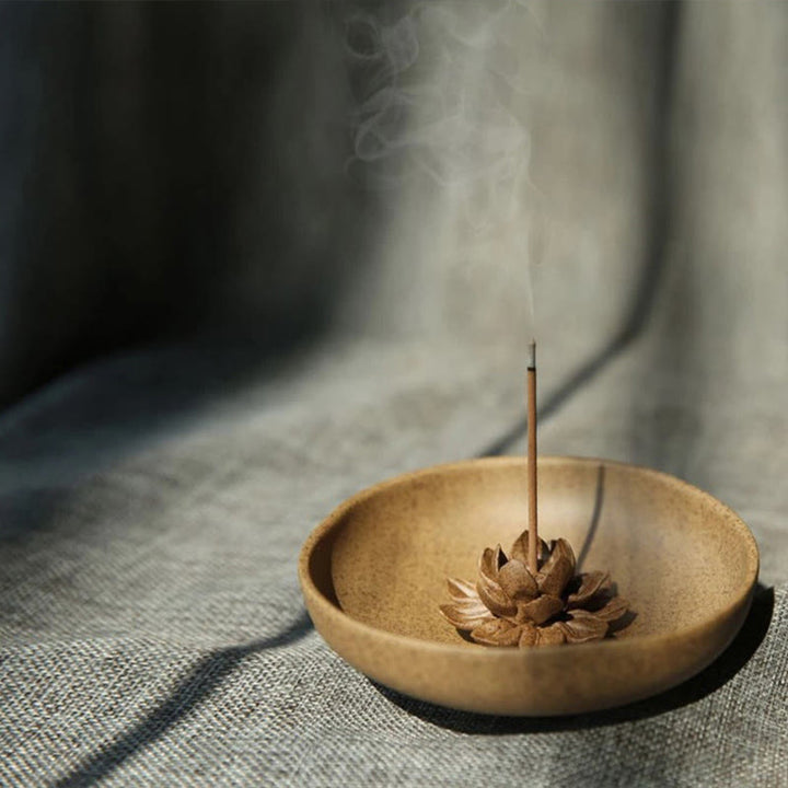 Buddha Stones Lotus Piedistallo Guarigione Ceramica Bruciatore di Incenso Decorazione