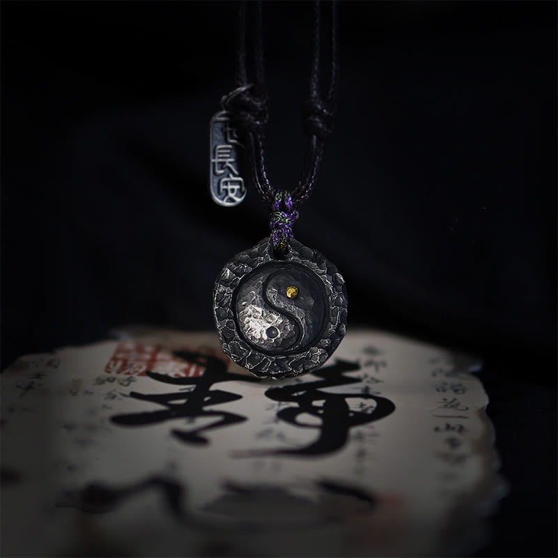 Ciondolo con collana di armonia di design Tai Chi Yin Yang in argento sterling 999 Buddha Stones - Argento Sterling 999 YIN YANG (21*23*4mm) - image 0