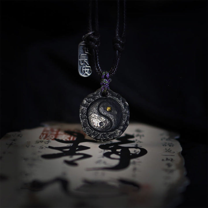 Ciondolo con collana di armonia di design Tai Chi Yin Yang in argento sterling 999 Buddha Stones - Argento Sterling 999 YIN YANG (21*23*4mm) - image 1