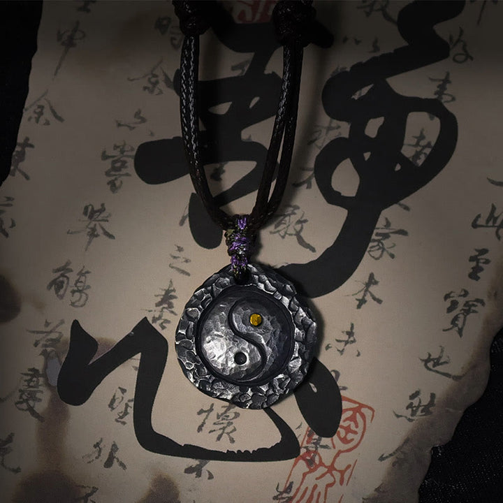 Ciondolo con collana di armonia di design Tai Chi Yin Yang in argento sterling 999 Buddha Stones - image 2