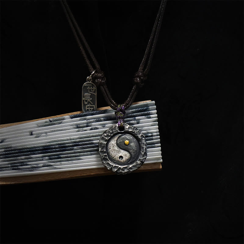 Ciondolo con collana di armonia di design Tai Chi Yin Yang in argento sterling 999 Buddha Stones - image 9