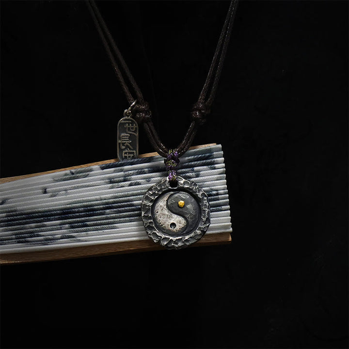 Ciondolo con collana di armonia di design Tai Chi Yin Yang in argento sterling 999 Buddha Stones - image 9