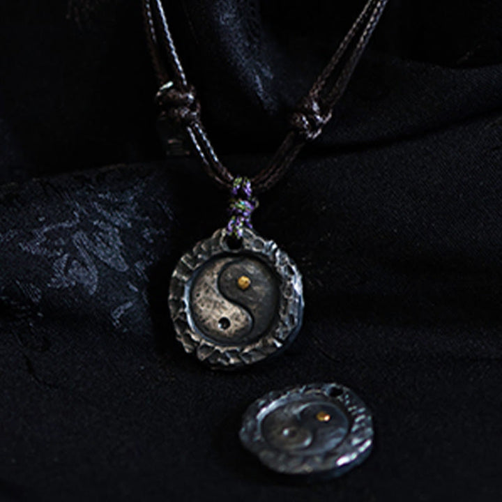 Ciondolo con collana di armonia di design Tai Chi Yin Yang in argento sterling 999 Buddha Stones - image 9
