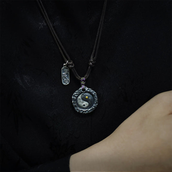Ciondolo con collana di armonia di design Tai Chi Yin Yang in argento sterling 999 Buddha Stones - image 4