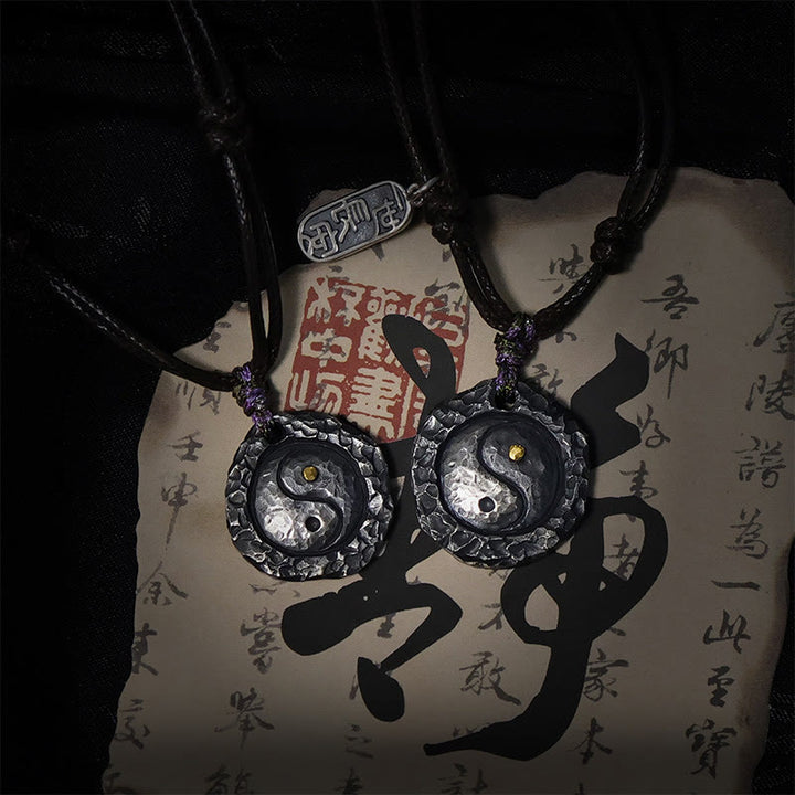 Ciondolo con collana di armonia di design Tai Chi Yin Yang in argento sterling 999 Buddha Stones - image 11