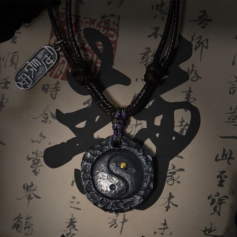 Ciondolo con collana di armonia di design Tai Chi Yin Yang in argento sterling 999 Buddha Stones - Argento sterling 999 YIN YANG (22*24*5mm) - image 2