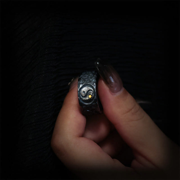 Anello in argento sterling 999 Buddha Stones simbolo dell'equilibrio Yin Yang - image 8