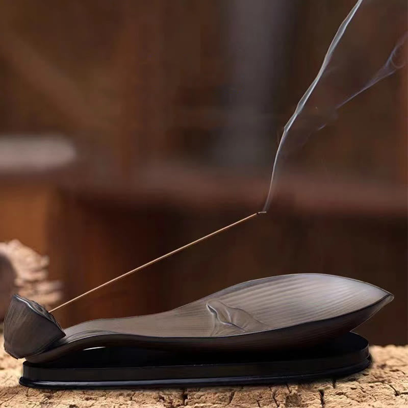 Buddha Stones Lotus Pod Zen Guarigione Marrone Ceramica Bastoncino Bruciatore Incenso Decorazione - image 4