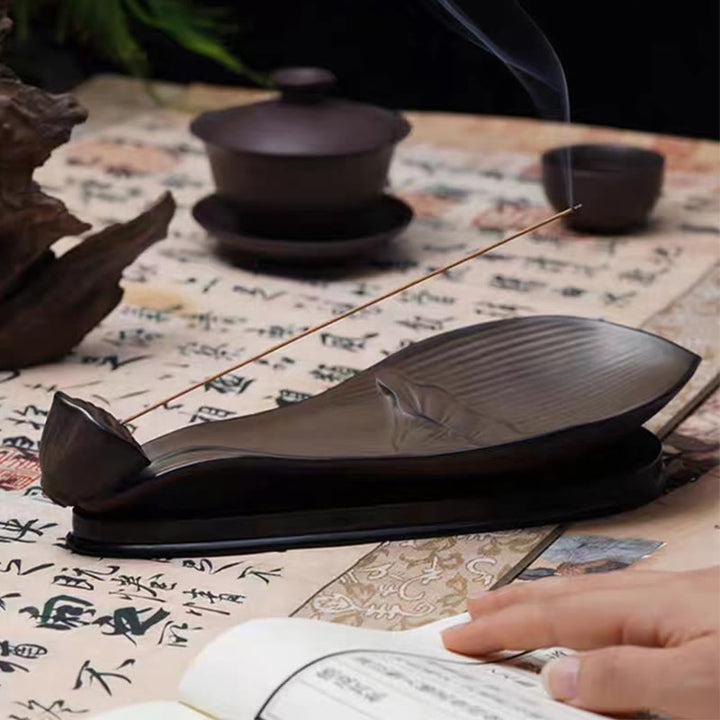 Buddha Stones Lotus Pod Zen Guarigione Marrone Ceramica Bastoncino Bruciatore Incenso Decorazione
