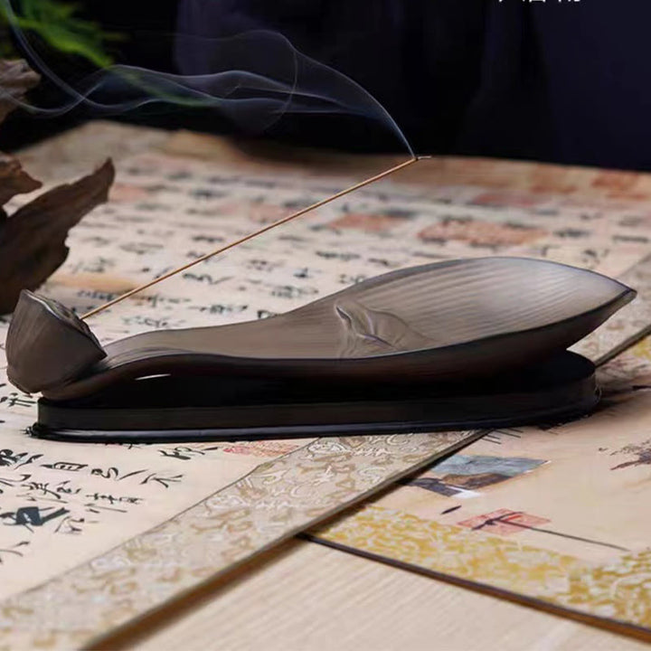 Buddha Stones Lotus Pod Zen Guarigione Marrone Ceramica Bastoncino Bruciatore Incenso Decorazione