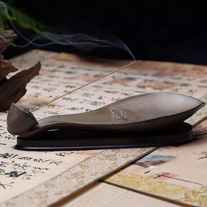 Buddha Stones Lotus Pod Zen Guarigione Marrone Ceramica Bastoncino Bruciatore Incenso Decorazione
