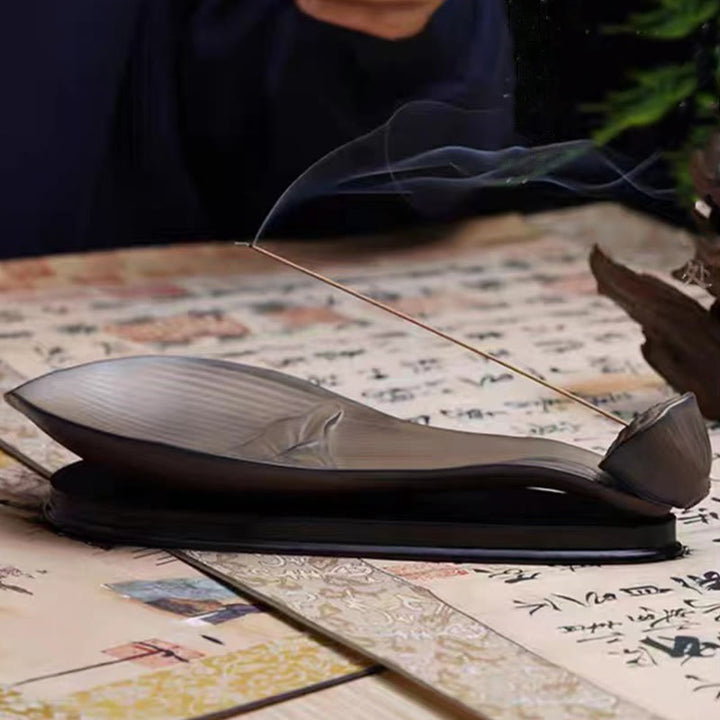 Buddha Stones Lotus Pod Zen Guarigione Marrone Ceramica Bastoncino Bruciatore Incenso Decorazione - image 11