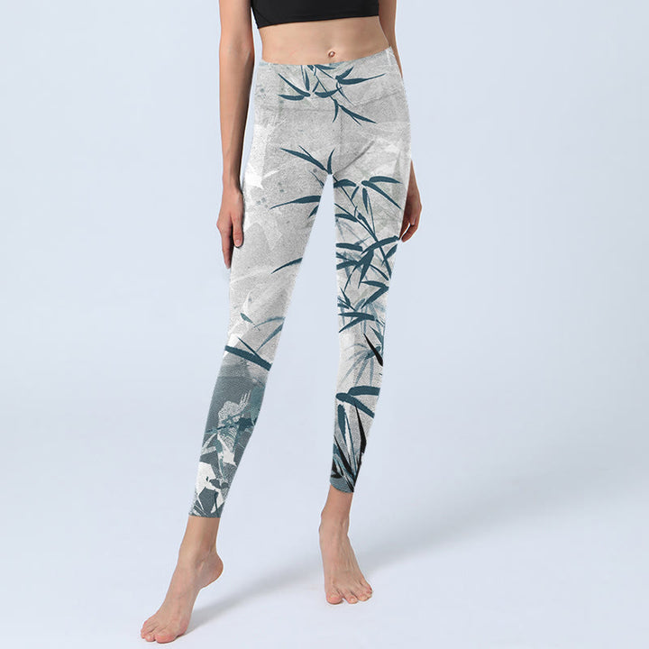 Leggings da palestra con stampa di bambù Buddha Stones Pantaloni da yoga da donna - image 6