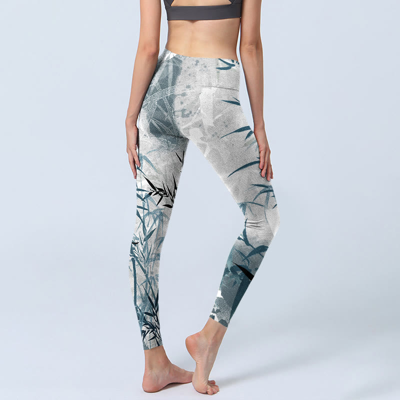 Leggings da palestra con stampa di bambù Buddha Stones Pantaloni da yoga da donna - image 5