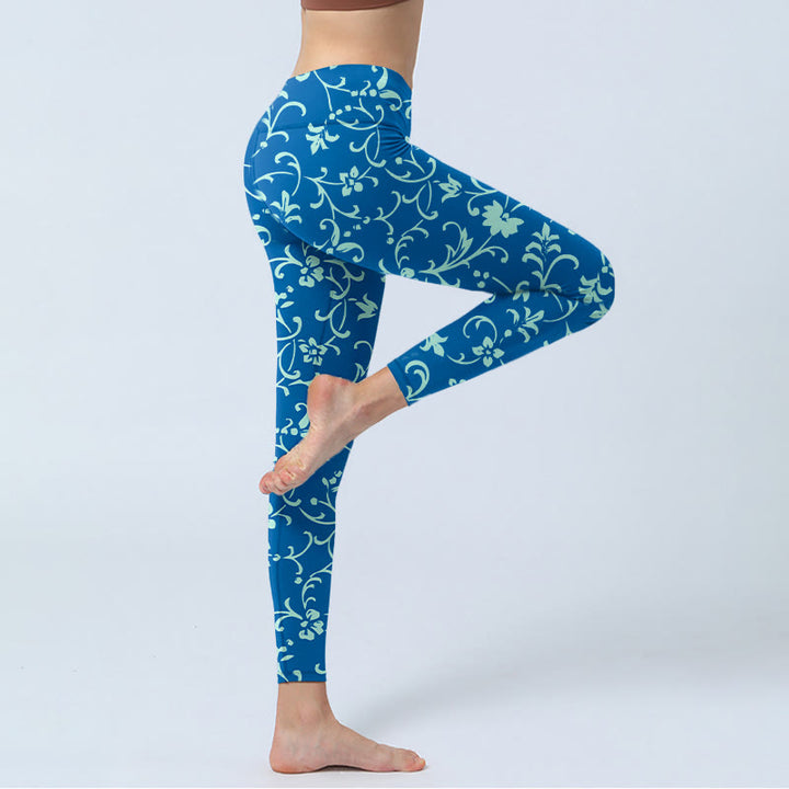 Leggings da palestra con stampa Buddha Stones Vine Plants Flowers da donna, pantaloni da yoga - image 5