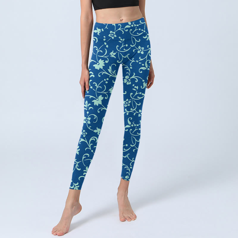 Leggings da palestra con stampa Buddha Stones Vine Plants Flowers da donna, pantaloni da yoga - image 6