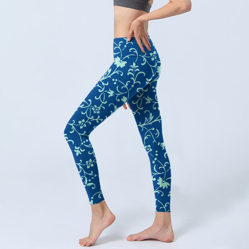 Leggings da palestra con stampa Buddha Stones Vine Plants Flowers da donna, pantaloni da yoga - image 3