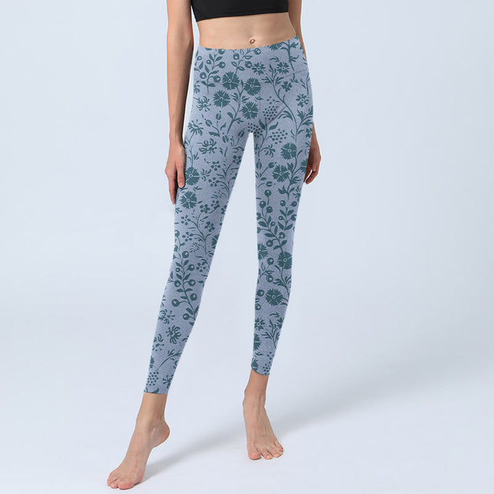 Leggings da palestra con stampa Buddha Stones Lush Flowers Plants, pantaloni da yoga da donna - image 5