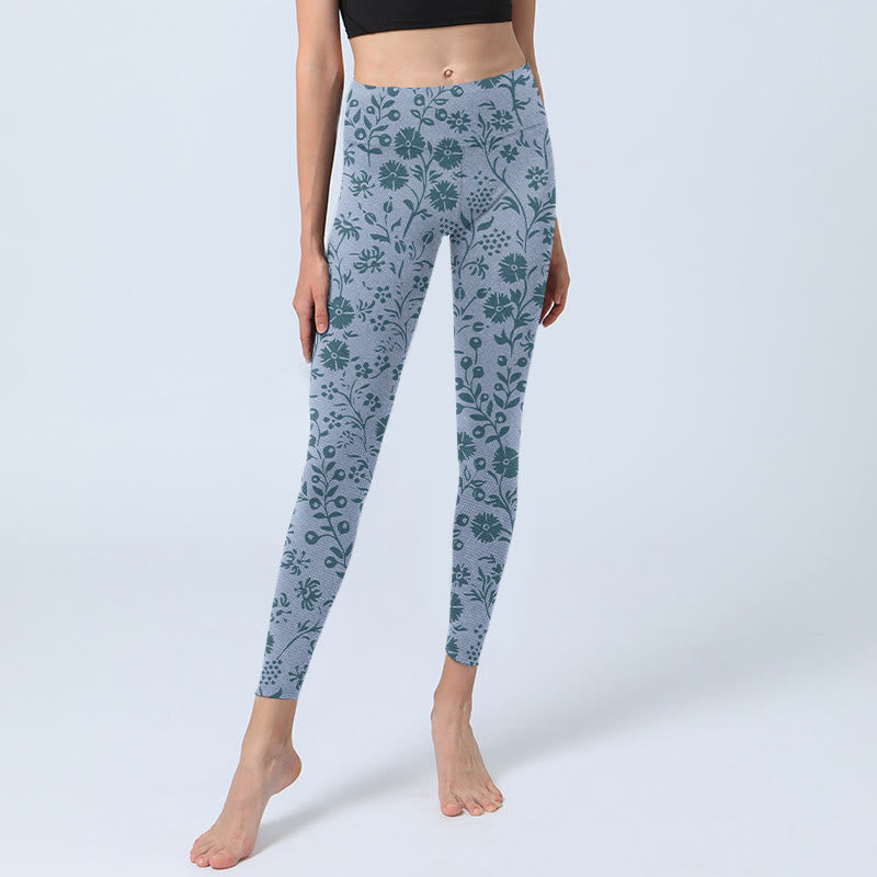Leggings da palestra con stampa Buddha Stones Lush Flowers Plants, pantaloni da yoga da donna - image 6
