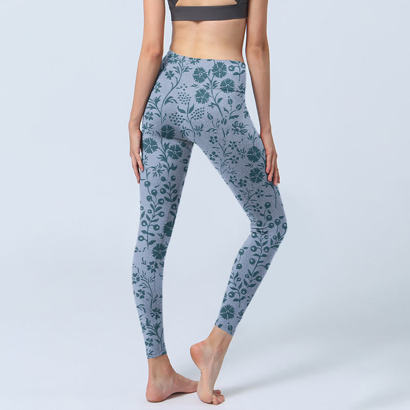 Leggings da palestra con stampa Buddha Stones Lush Flowers Plants, pantaloni da yoga da donna - image 3