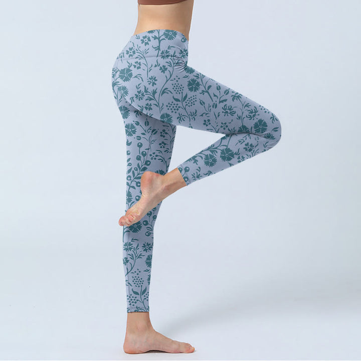 Leggings da palestra con stampa Buddha Stones Lush Flowers Plants, pantaloni da yoga da donna - image 4
