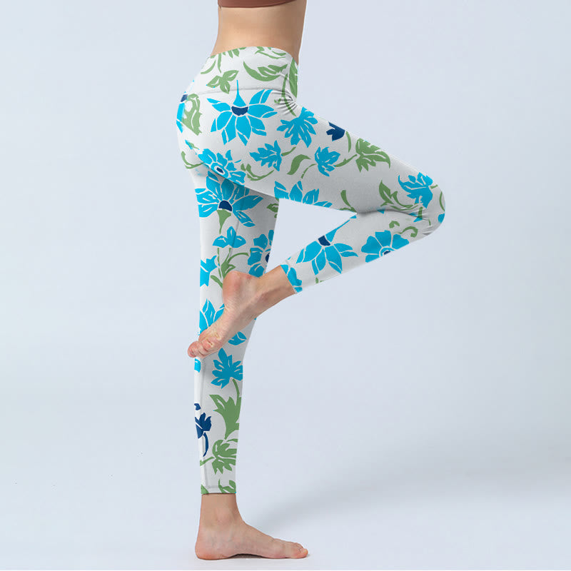 Leggings da palestra con stampa Buddha Stones Blossom Leaves, pantaloni da yoga da donna - image 4